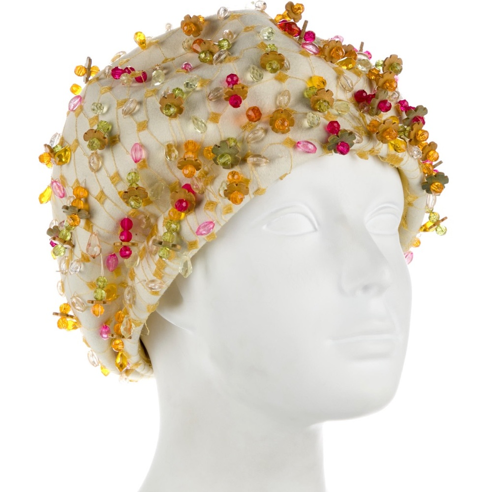 Archival 1960s Christian Dior Chapeaux Paris-New York Beaded Turban Hat EUC